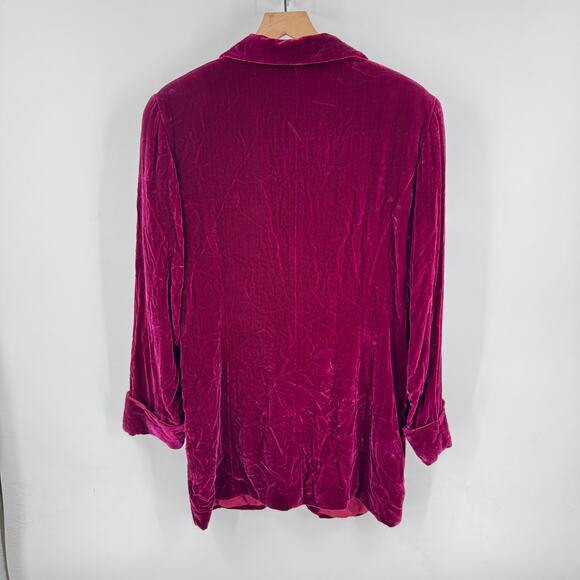 Vintage Liz Claiborne Studio Velvet Blazer Jacket Deep Burgundy Plum Size 12 - Picture 2 of 10